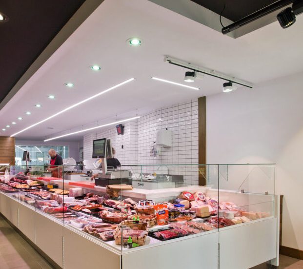 iluminación para carnicería y vitrina