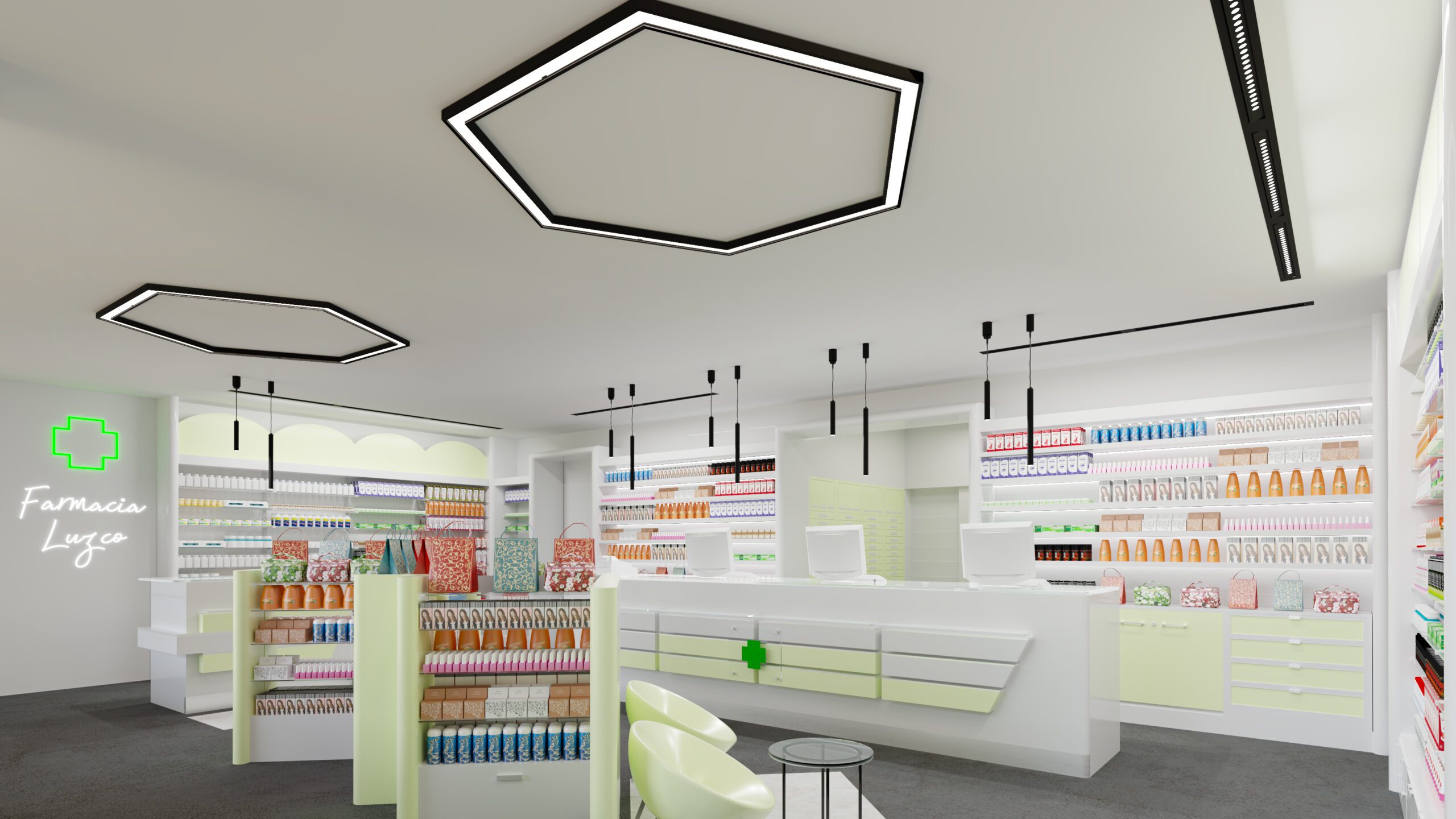 diseño 3D de farmacia