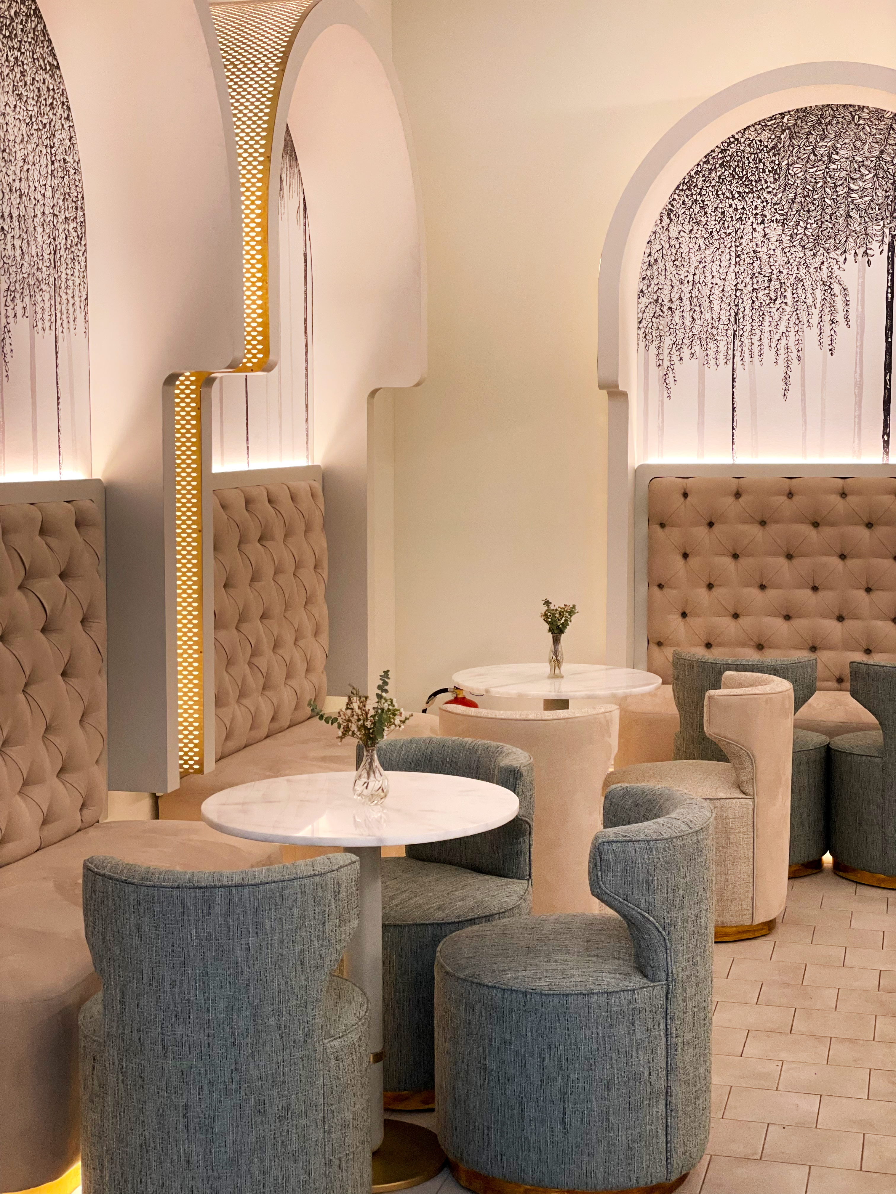 iluminación de mesas de pastelería