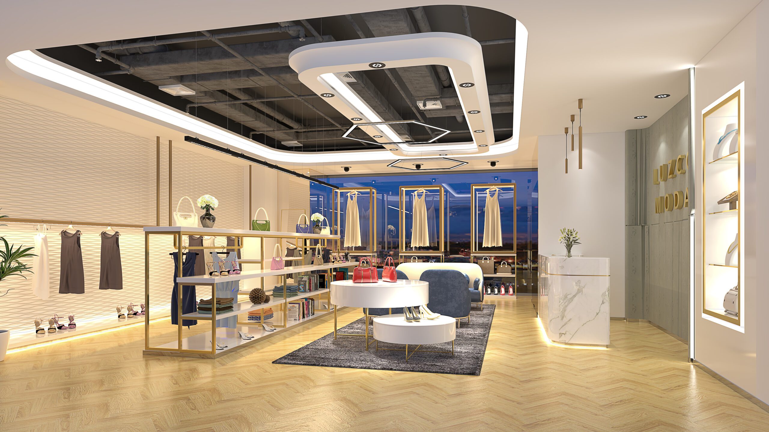 diseño 3D de tienda de moda